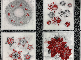 vánoční panel červeno stříbrný